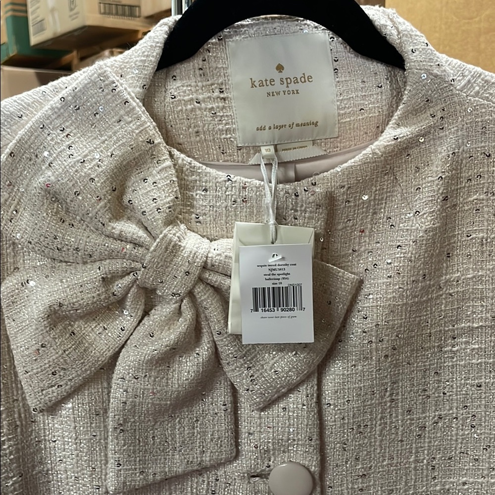 kate spade Cream Blazer with Textured Tweed Finish
